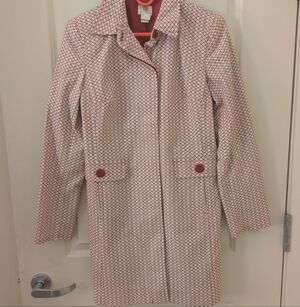 Women's Apartment 9 Red Herringbone Cotton Stretch Trench